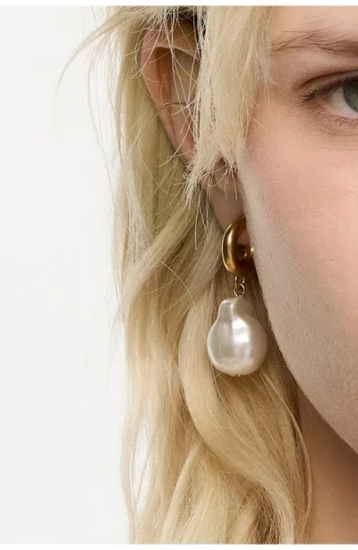Bimba Y Lola Pearl Heart Hoop Earrings In Multi
