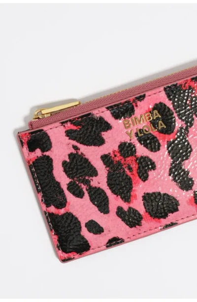Bimba Y Lola Leopard-print Zipped Cardholder In Pink