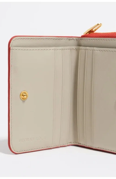 Bimba Y Lola Textured Shiny Leopard Print Flap Walltet In Pink