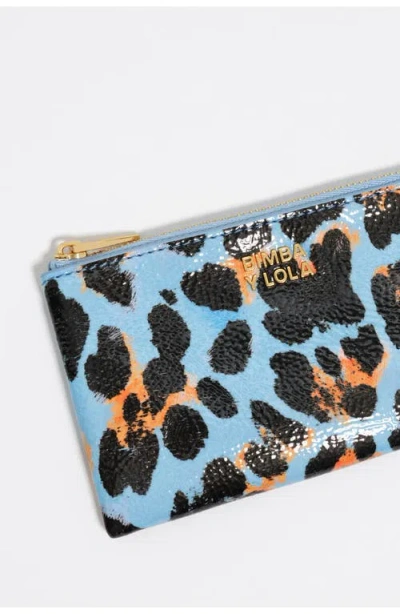 Bimba Y Lola Textured Shiny Leopard Print Coin Wallet In Blue