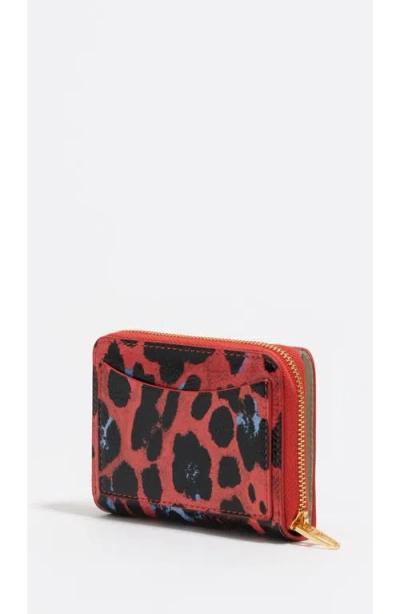 Bimba Y Lola Textured Shiny Leopard Print Flap Walltet In Pink