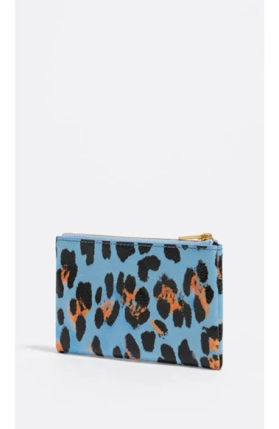 Bimba Y Lola Textured Shiny Leopard Print Coin Wallet In Blue