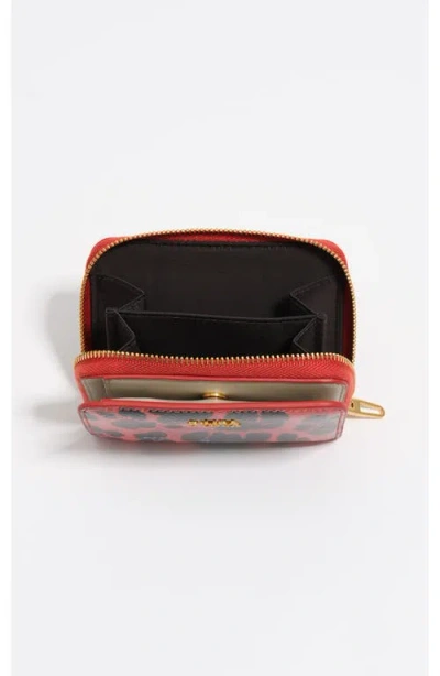 Bimba Y Lola Textured Shiny Leopard Print Flap Walltet In Pink