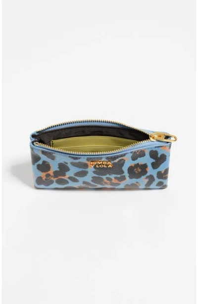 Bimba Y Lola Textured Shiny Leopard Print Coin Wallet In Blue