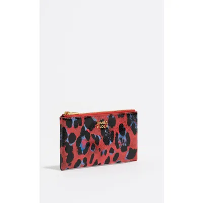Bimba Y Lola Textured Shiny Leopard Print Coin Wallet In Red