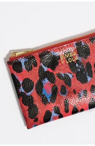Bimba Y Lola Textured Shiny Leopard Print Coin Wallet In Red