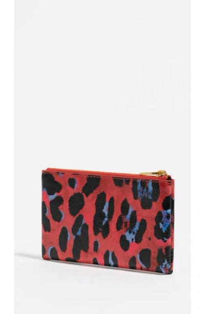 Bimba Y Lola Textured Shiny Leopard Print Coin Wallet In Red