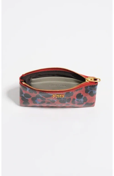 Bimba Y Lola Textured Shiny Leopard Print Coin Wallet In Red