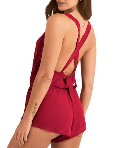 Adore Me Lizzy Romper Lingerie In Red