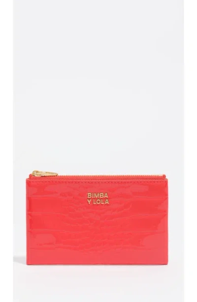 Bimba Y Lola Shiny Textured Coin Purse In Orange