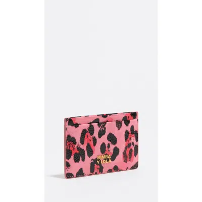 Bimba Y Lola Textured Shiny Leopard Print Card Holder In Multi