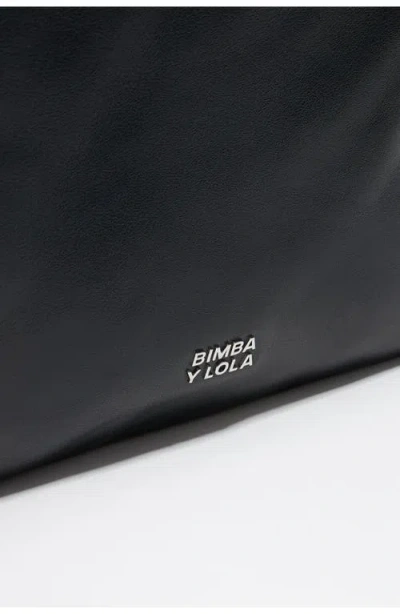 Bimba Y Lola Large Leather Paper Bag In Black