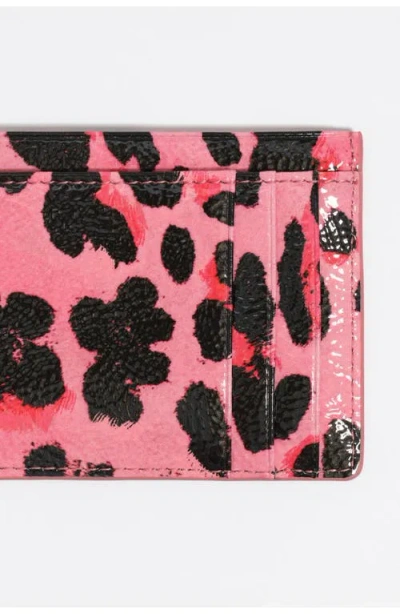 Bimba Y Lola Textured Shiny Leopard Print Card Holder In Multi