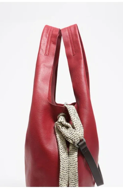 Bimba Y Lola Large Leather Paper Bag In Red