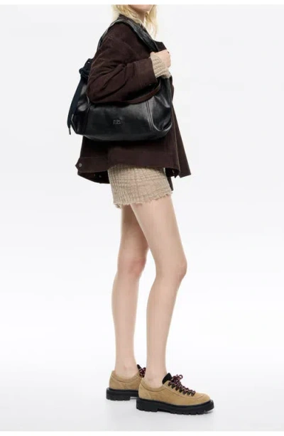 Bimba Y Lola Large Leather Paper Bag In Black