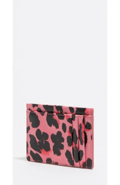 Bimba Y Lola Textured Shiny Leopard Print Card Holder In Multi