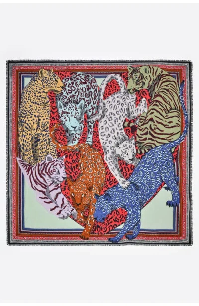 Bimba Y Lola Cats Heart Shawl With Borders In Multi