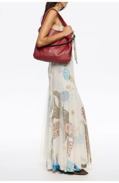 Bimba Y Lola Large Leather Paper Bag In Red