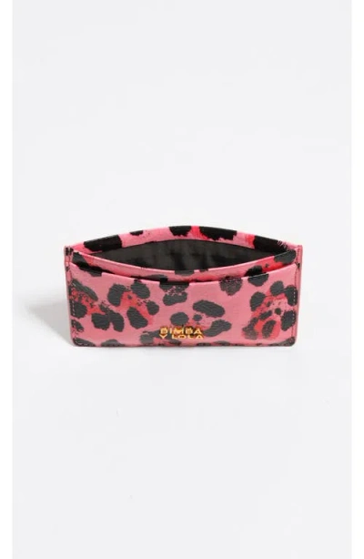 Bimba Y Lola Textured Shiny Leopard Print Card Holder In Multi