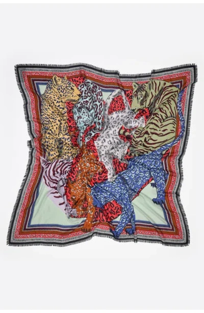 Bimba Y Lola Cats Heart Shawl With Borders In Multi