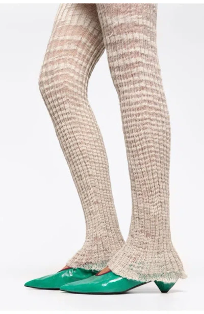 Bimba Y Lola Leather Small Heel Court Shoe In Animal Print