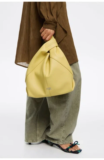 Bimba Y Lola Medium Leather Paper Bag In Yellow