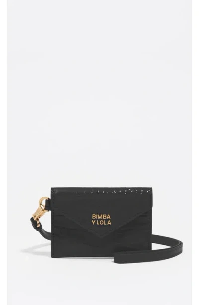 Bimba Y Lola Shiny Textured Coin Purse With Logo In Black