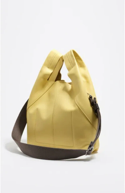 Bimba Y Lola Medium Leather Paper Bag In Yellow