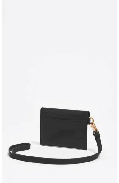 Bimba Y Lola Shiny Textured Coin Purse With Logo In Black