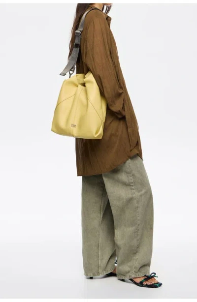 Bimba Y Lola Medium Leather Paper Bag In Yellow