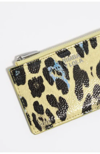 Bimba Y Lola Textured Leopard Print Compact Wallet In Yellow