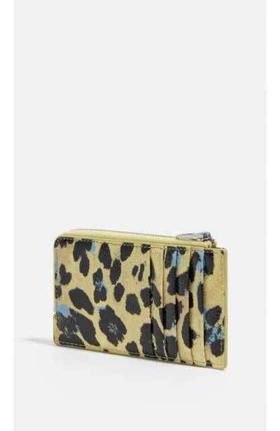 Bimba Y Lola Textured Leopard Print Compact Wallet In Yellow