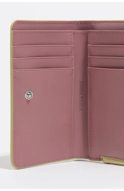 Bimba Y Lola Textured Leopard Print Compact Wallet In Green