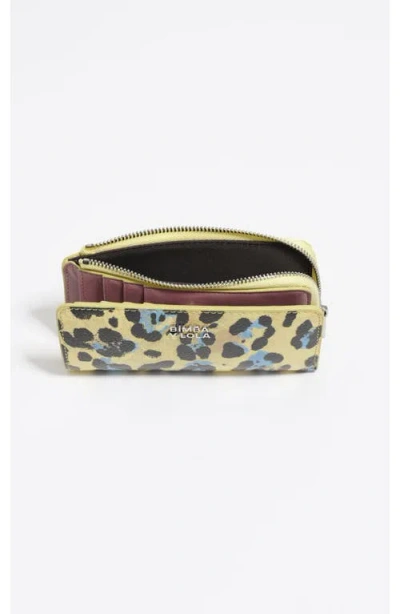 Bimba Y Lola Textured Leopard Print Compact Wallet In Green