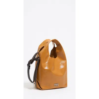 Bimba Y Lola Leather Mini Paper Bag In Brown