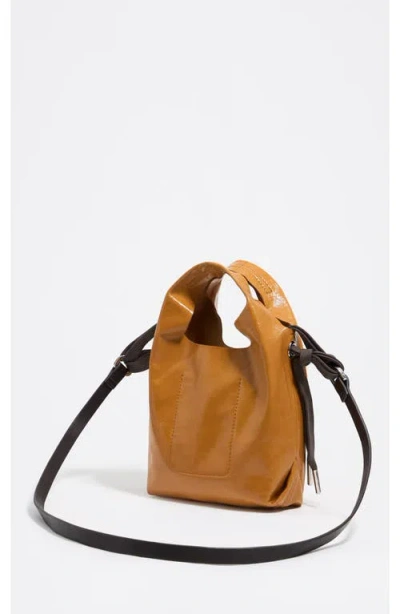Bimba Y Lola Leather Mini Paper Bag In Brown