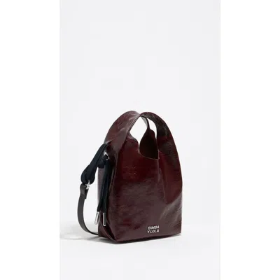 Bimba Y Lola Leather Mini Paper Bag In Burgundy