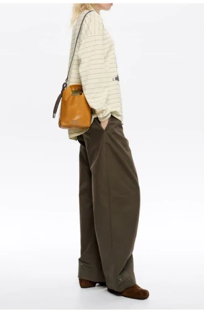 Bimba Y Lola Leather Mini Paper Bag In Brown