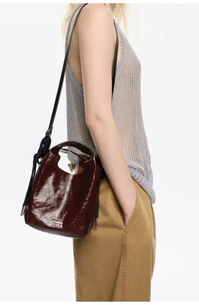 Bimba Y Lola Leather Mini Paper Bag In Burgundy