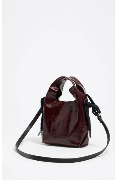 Bimba Y Lola Leather Mini Paper Bag In Burgundy