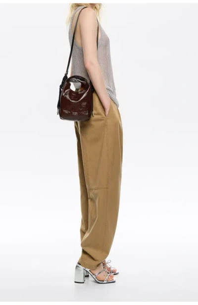 Bimba Y Lola Leather Mini Paper Bag In Burgundy