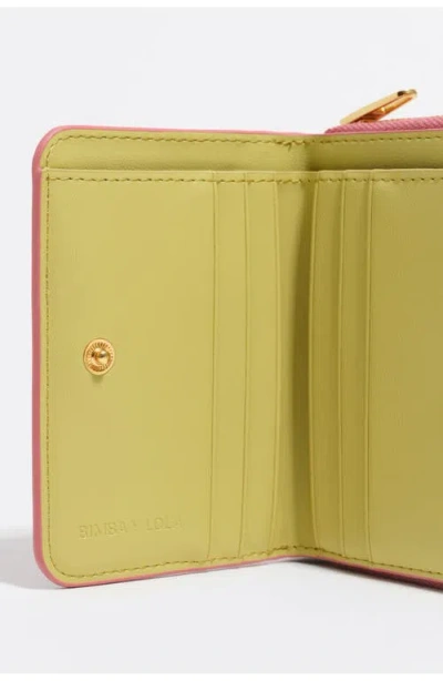 Bimba Y Lola Textured Shiny Leopard Print Flap Walltet In Pink