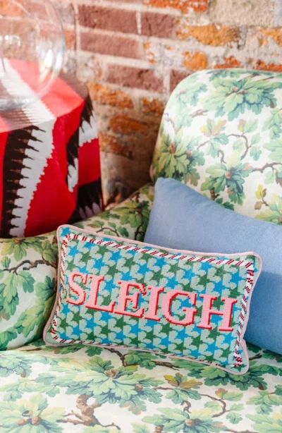 Furbish Sleigh Needlepoint Pillow In Multi