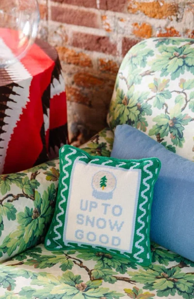 Furbish Up To Snow Good Needlepoint Pillow In Green