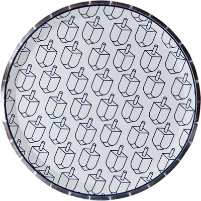 Jollity & Co . Hanukkah Dreidel Print Dinner Plates In Multi