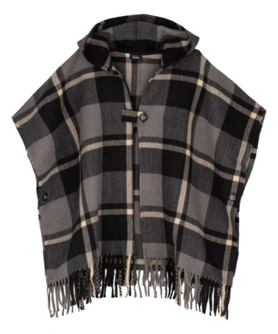 Echo Windowpane Hooded Ruana In Animal Print