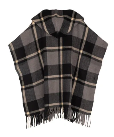 Echo Windowpane Hooded Ruana In Animal Print