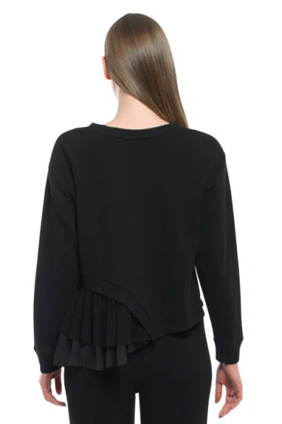 Wilt Clothing Round Neck Mix Media Sweatshirt In Blue