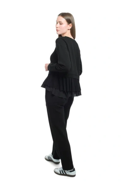 Wilt Clothing Round Neck Mix Media Sweatshirt In Blue