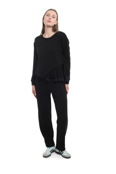 Wilt Clothing Round Neck Mix Media Sweatshirt In Blue